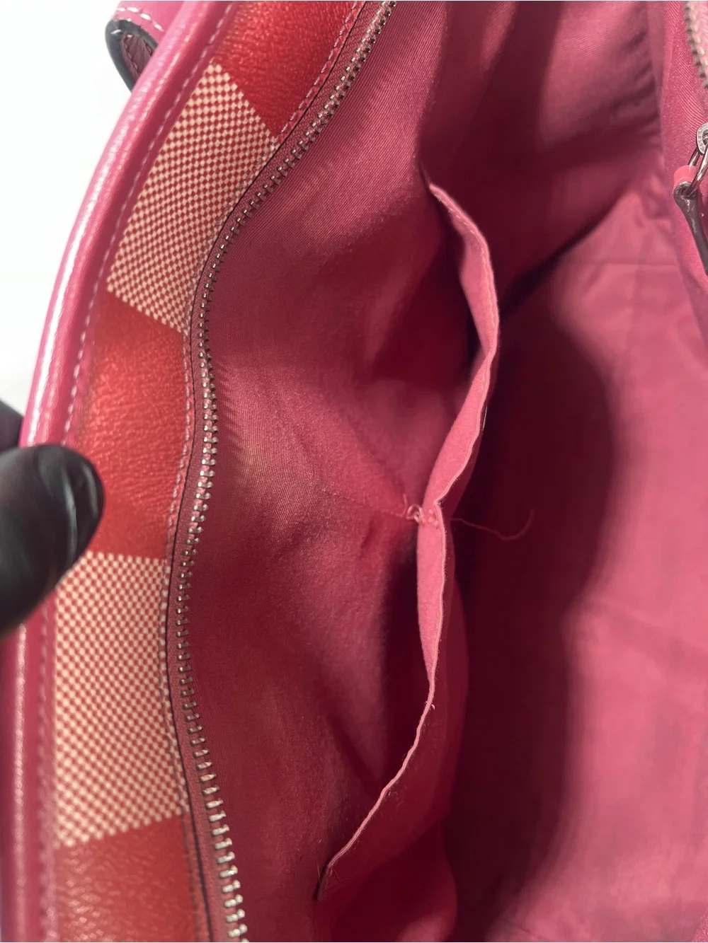 Coach Red and Cream Gingham Tote with Wristlet